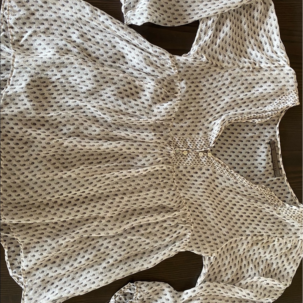 Zara white and gray blouse